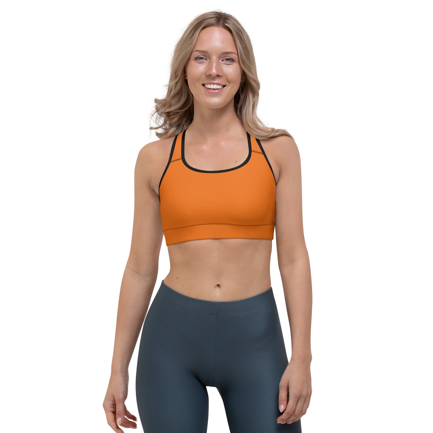 Halloween Orange Solid Yoga Sports Bra