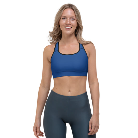 Santa's Sleigh in Blue Sports Bra