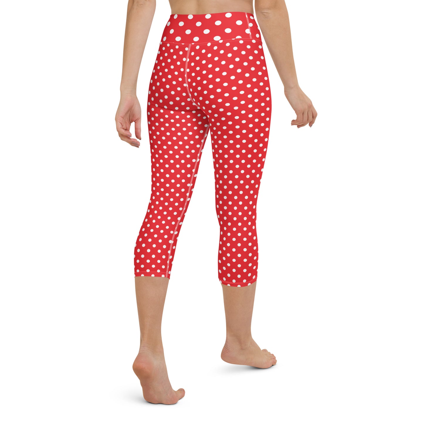 Winter White Polka Dots Yoga Capri Leggings