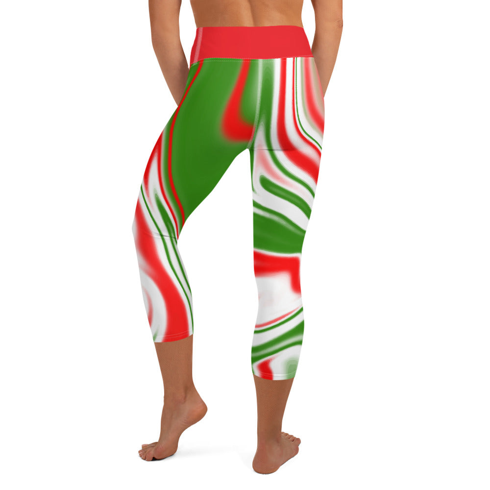 Candy Cane Swirl Yoga Capri Leggings