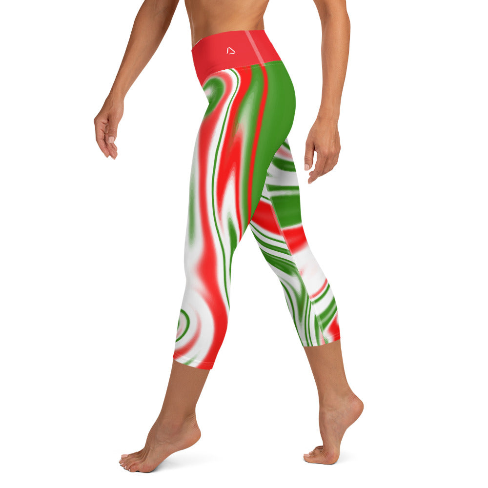 Candy Cane Swirl Yoga Capri Leggings