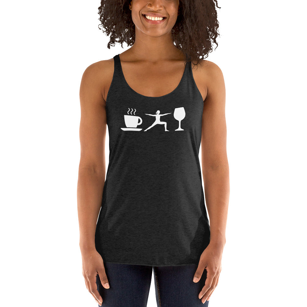 Coffee Yoga Wine Women's Racerback Tank