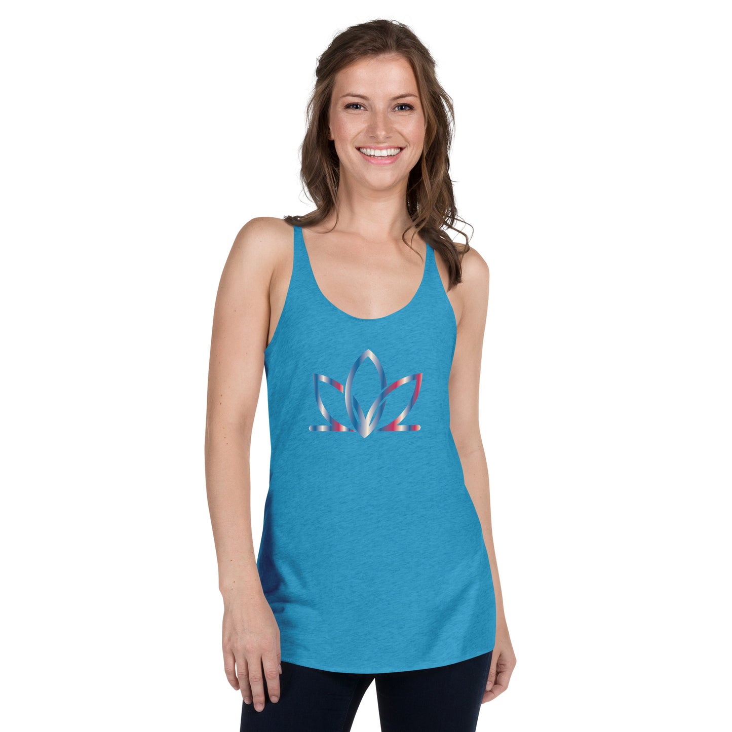 Red White & Blue Lotus Blossom Women's Racerback Tank
