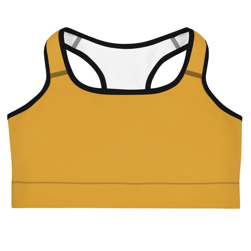 Butterscotch Pudding Plaid Solid Yoga Sports Bra