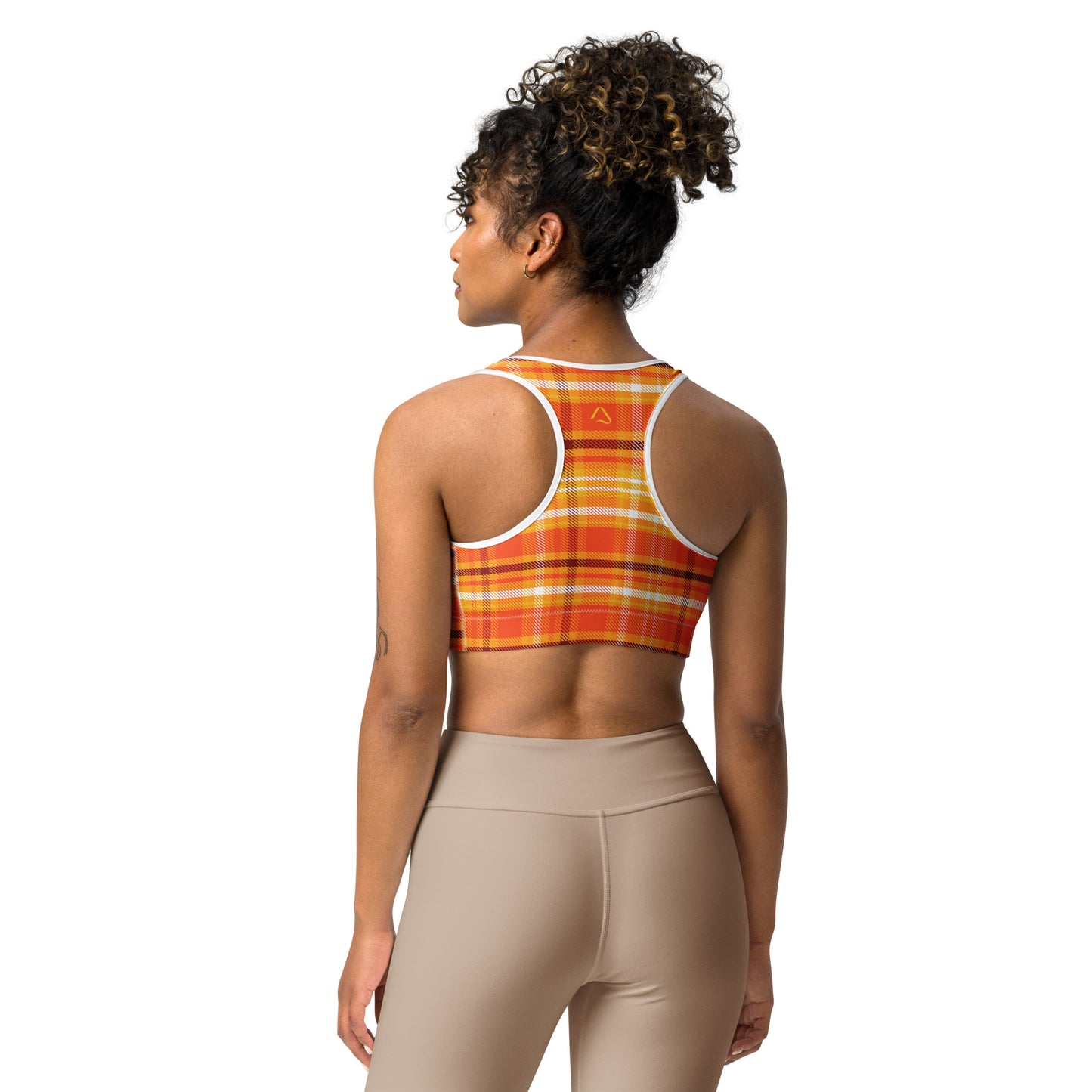 Pumpkin Plaid Yoga Sports Bra