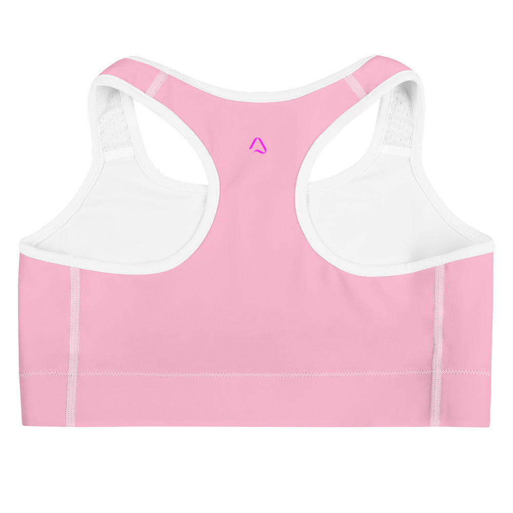 Pink Tartan Solid Sports Bra