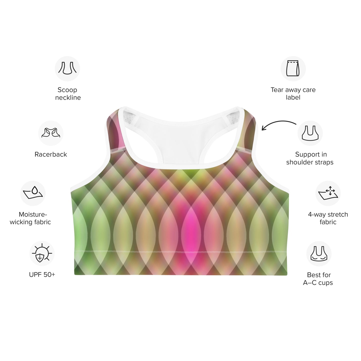 Watermelon Kaleidoscope Sports Bra