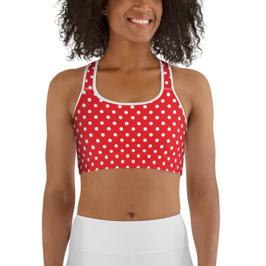 Winter White Polka Dots Sports Bra