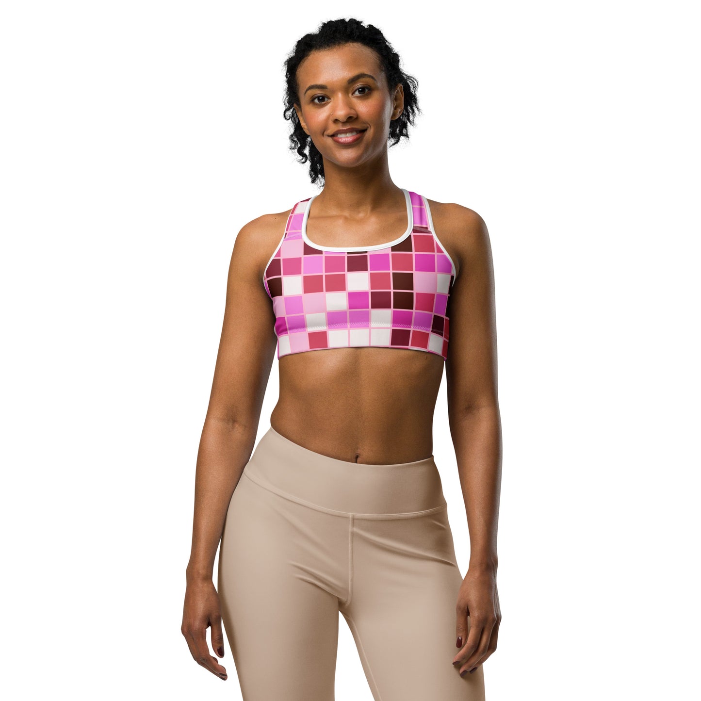 Pink Tile Sports Bra