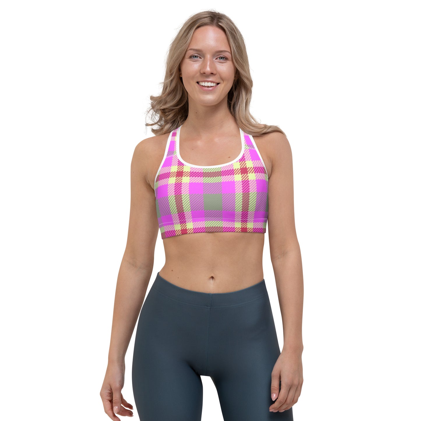 Pink Tartan Sports Bra