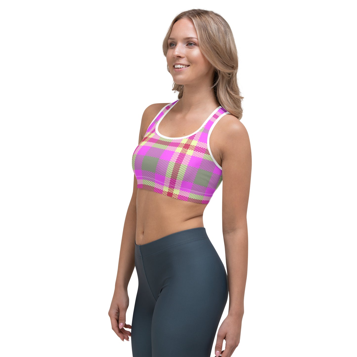 Pink Tartan Sports Bra