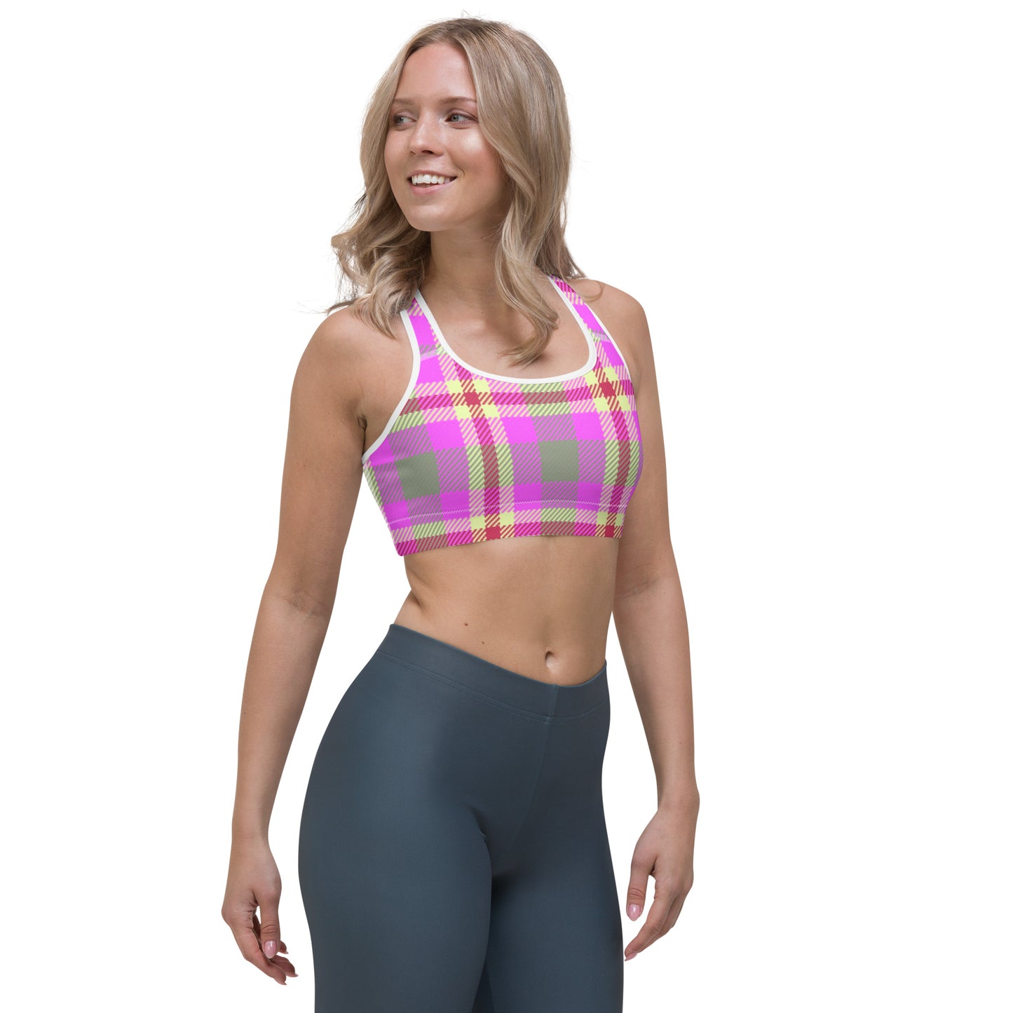 Pink Tartan Sports Bra