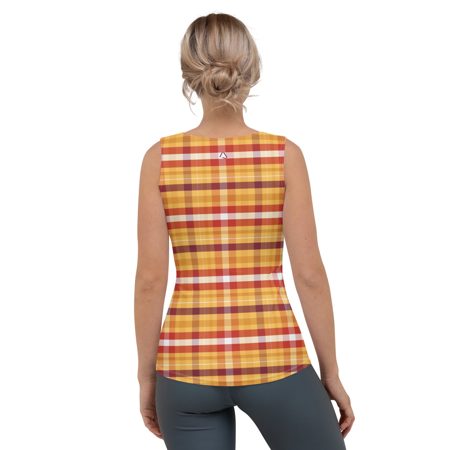 Butterscotch Pudding Plaid Yoga Tank Top