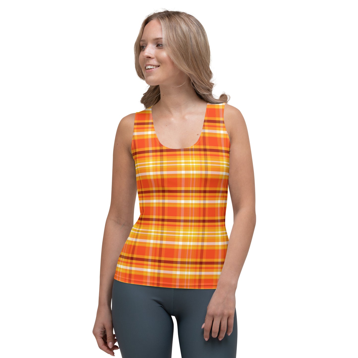 Pumpkin Plaid Yoga Tank Top