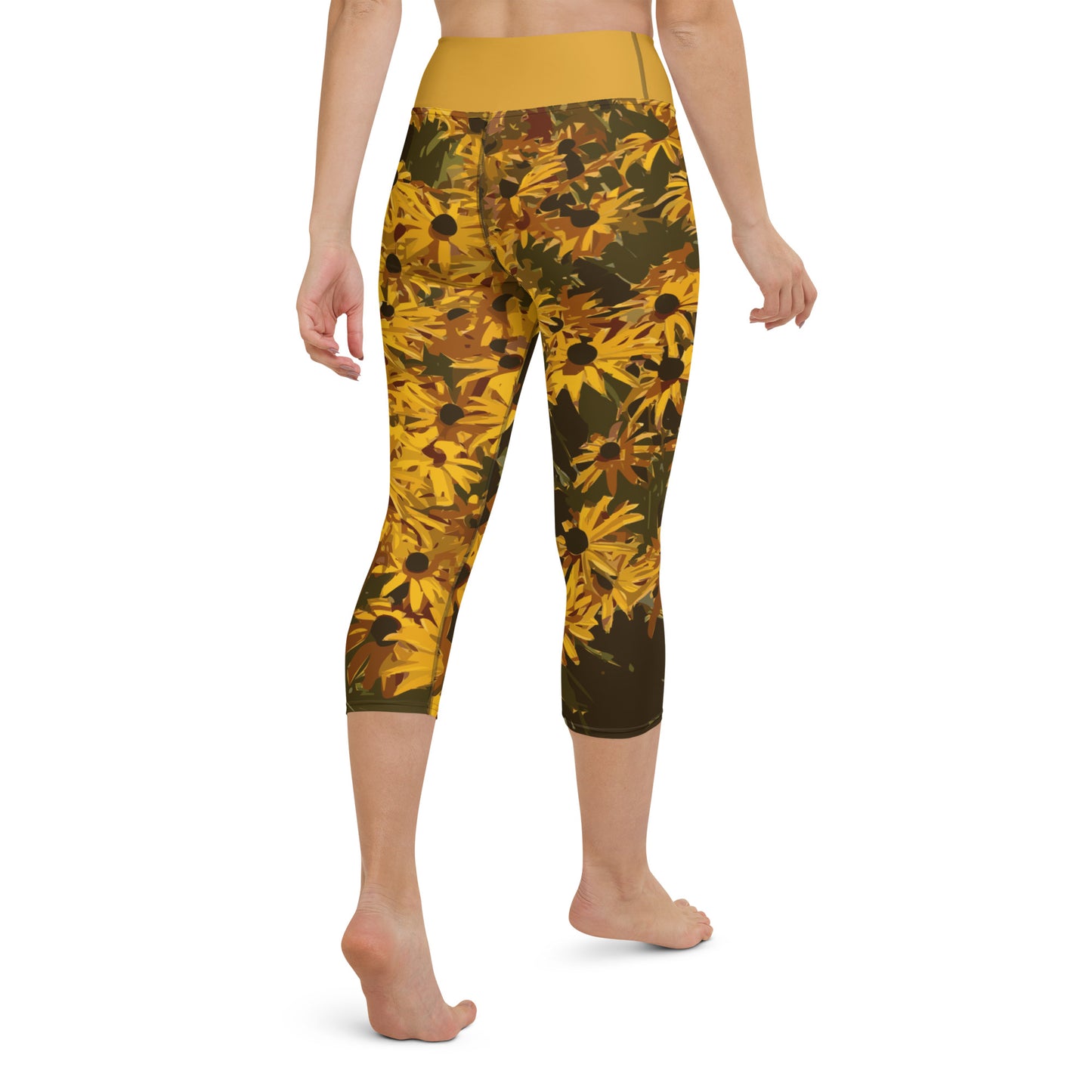 Sunflower Floral Yoga Capris