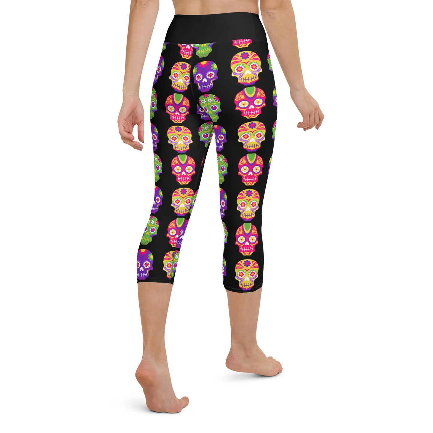 Black in Back Sugar Skulls Yoga Capris