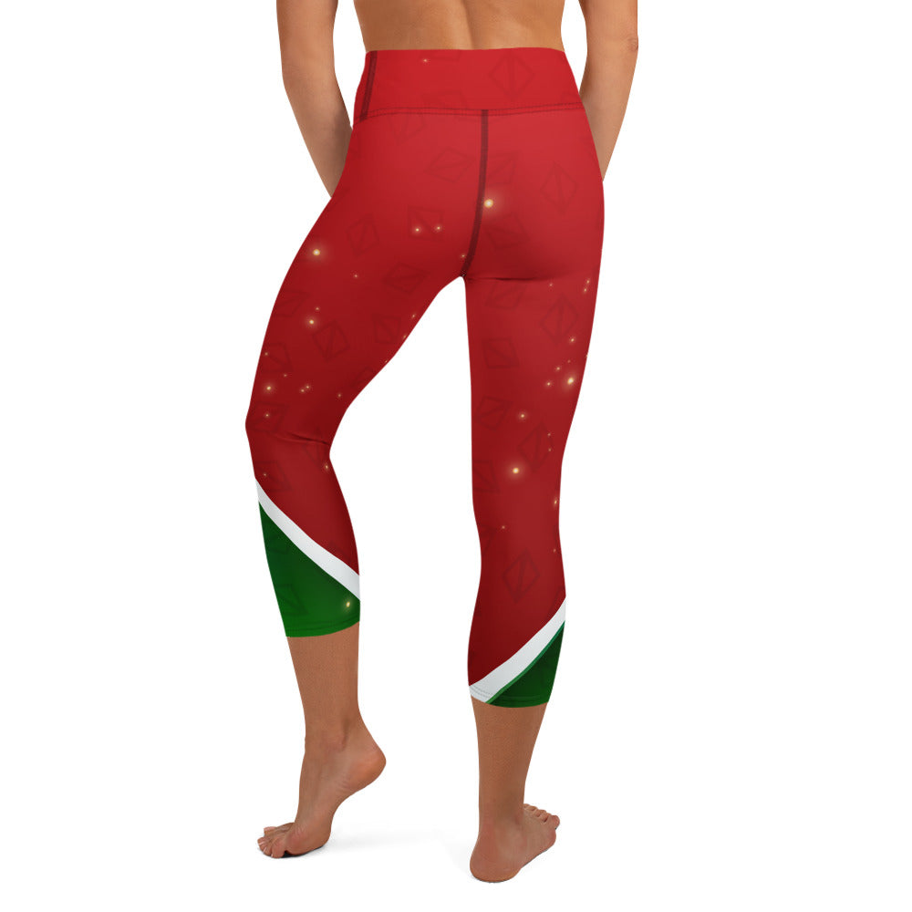 Red Green Triangle Yoga Capri Leggings