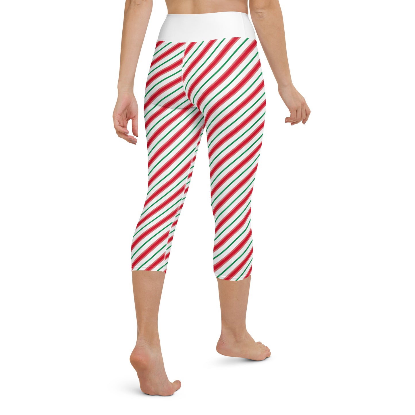 Candy Cane Yoga Capri Leggings