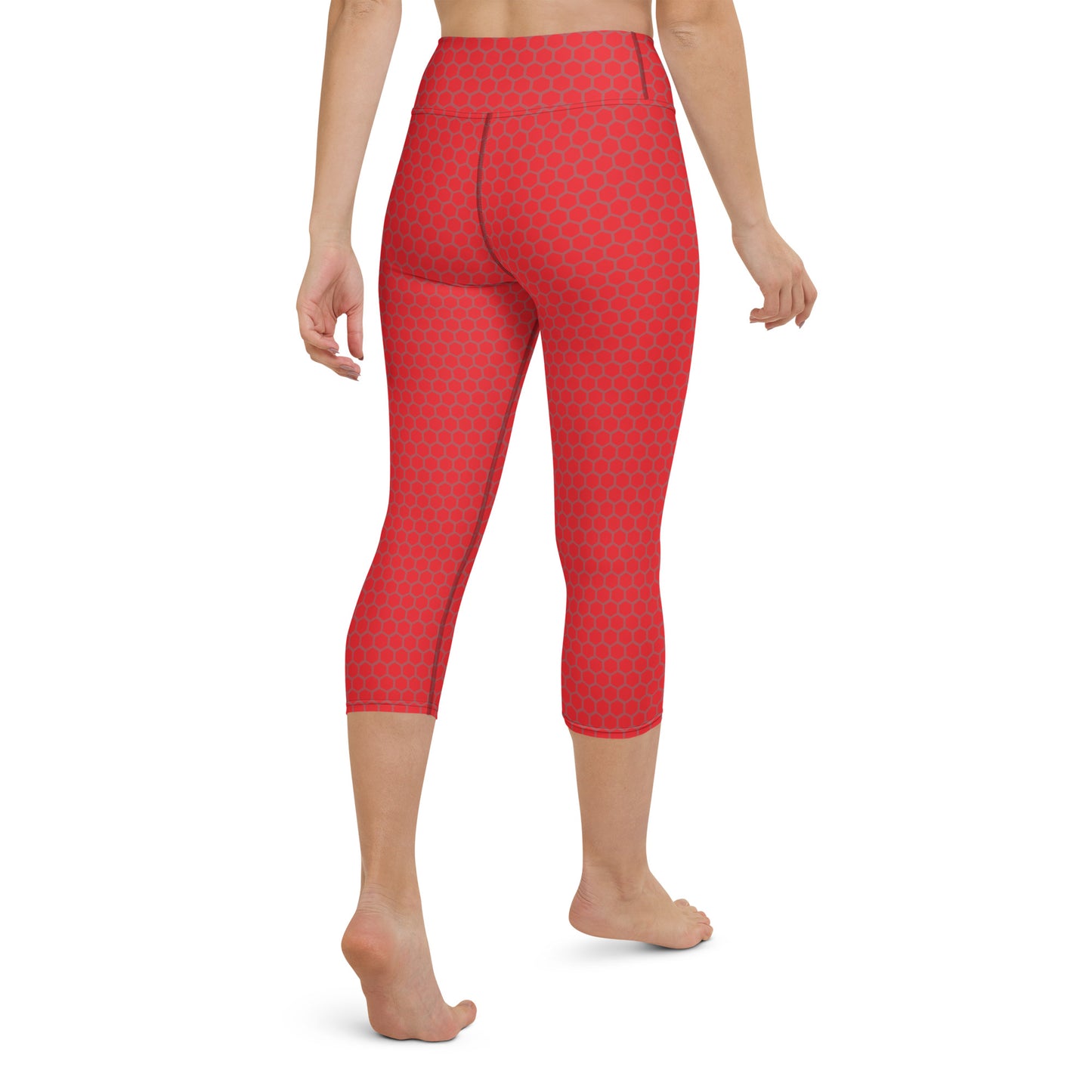 Red Carbon Fiber Yoga Capri Leggings