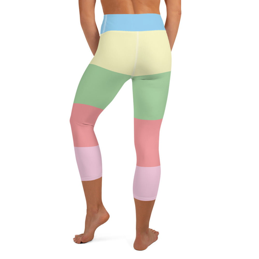 Spring Stripes Yoga Capri Leggings