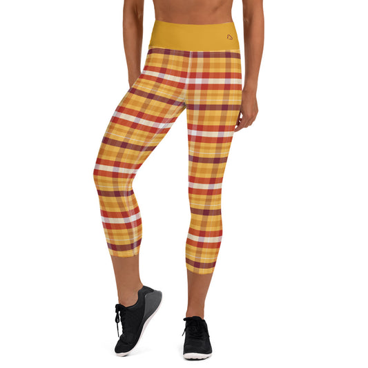 Butterscotch Pudding Plaid Yoga Capris