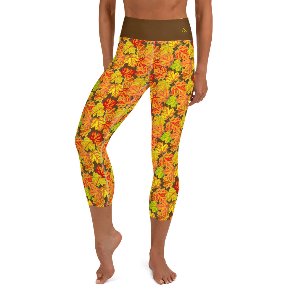 Fallen Fall Leaves Yoga Capris