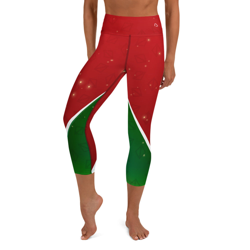 Red Green Triangle Yoga Capri Leggings