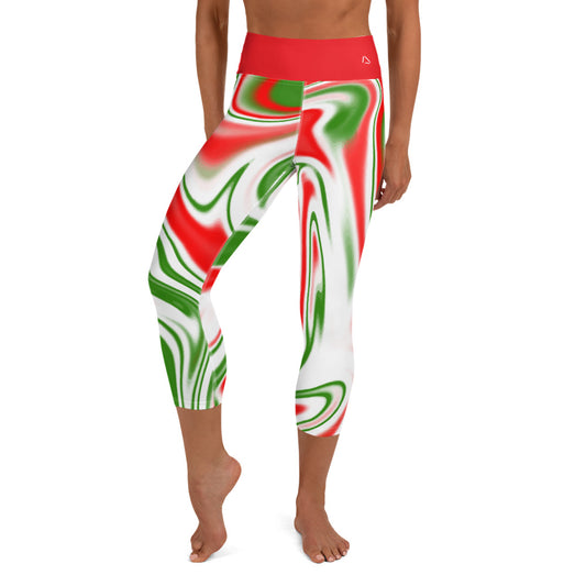 Candy Cane Swirl Yoga Capri Leggings