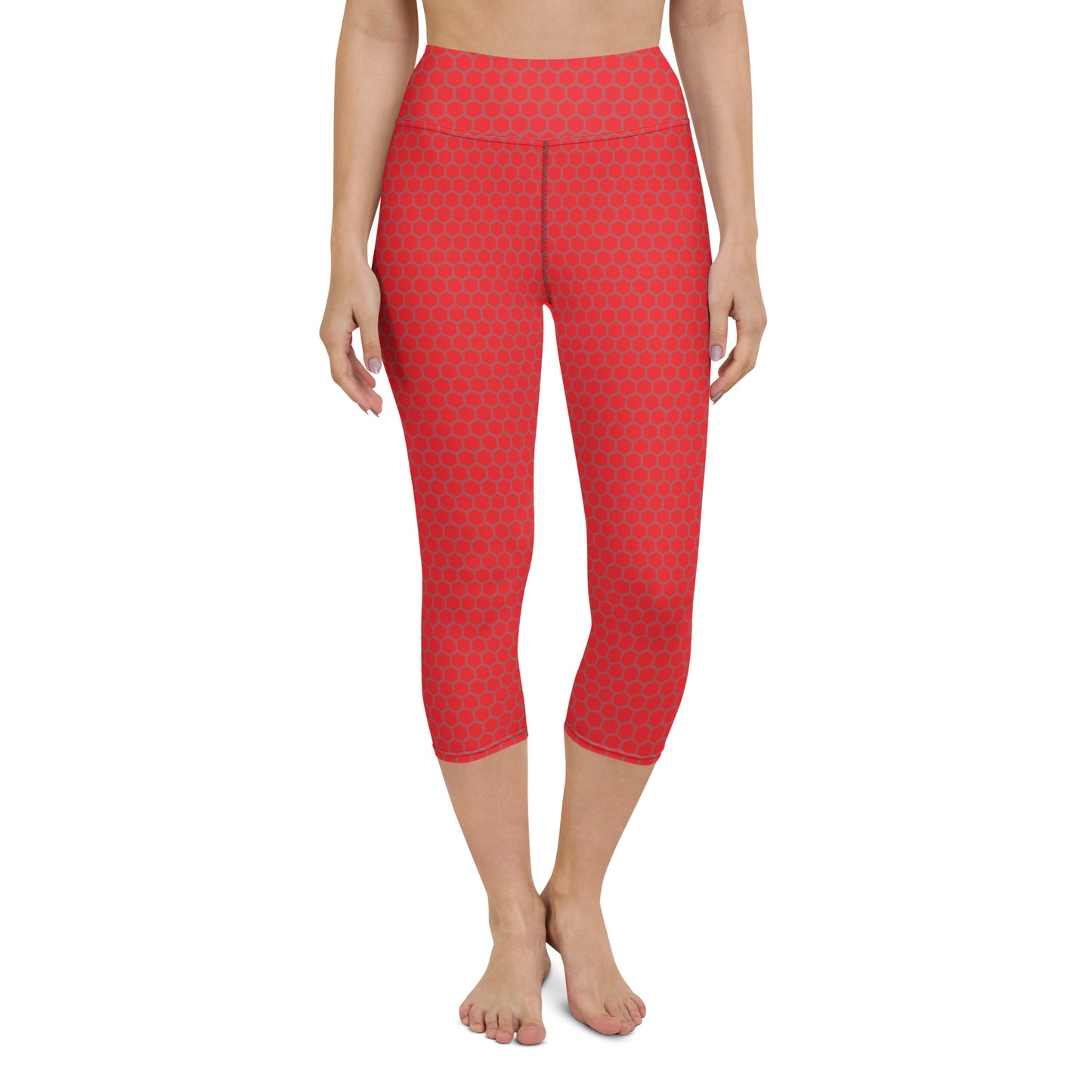 Red Carbon Fiber Yoga Capri Leggings