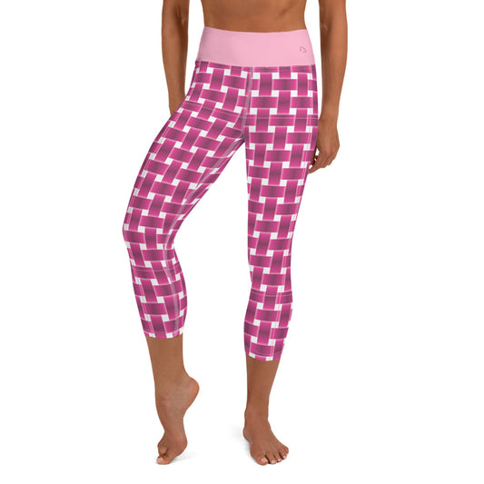 Pretty in Pink Plaid Yoga Capri Leggings