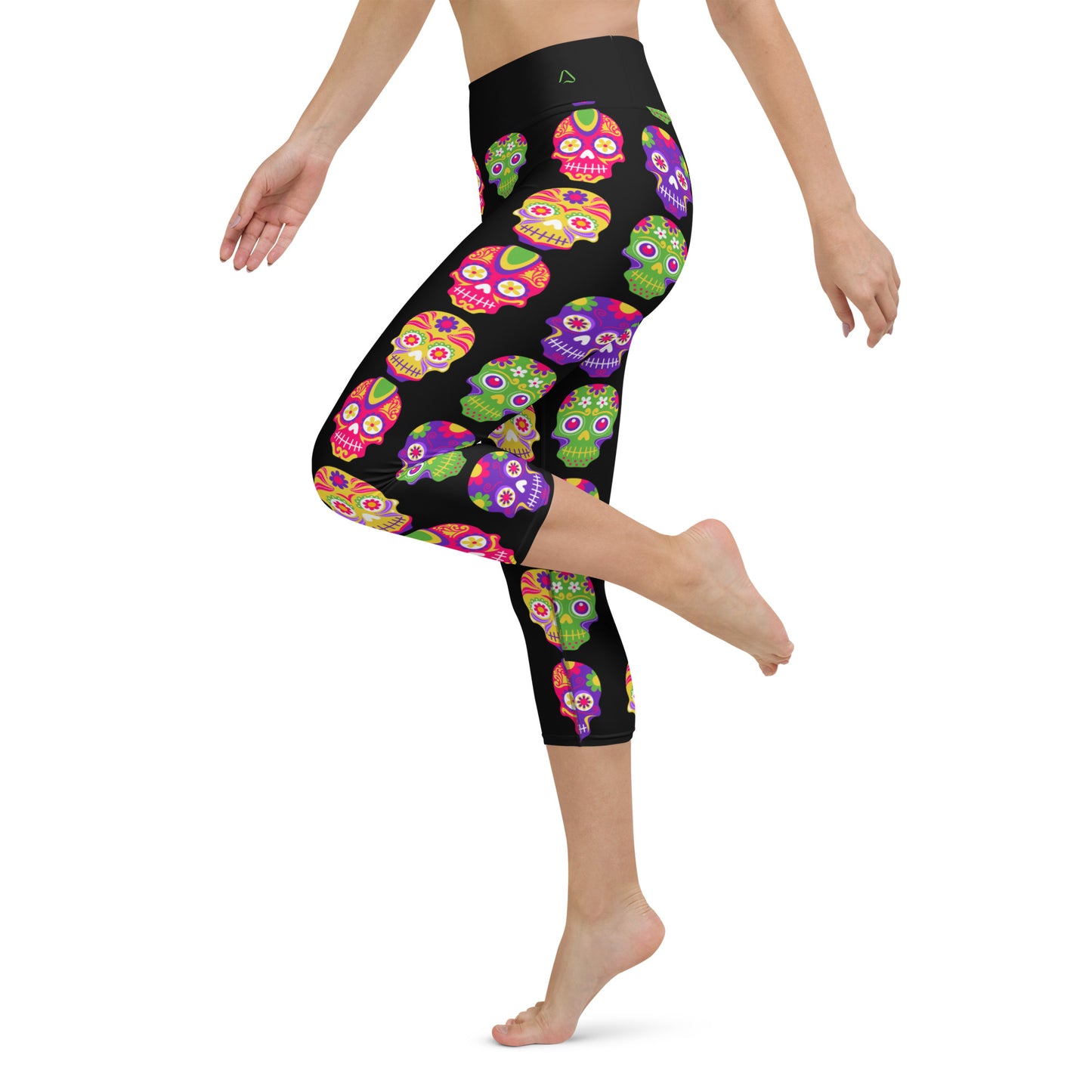 Black in Back Sugar Skulls Yoga Capris