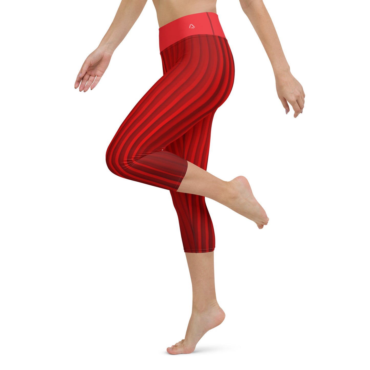 Red Cordoury Yoga Capri Leggings