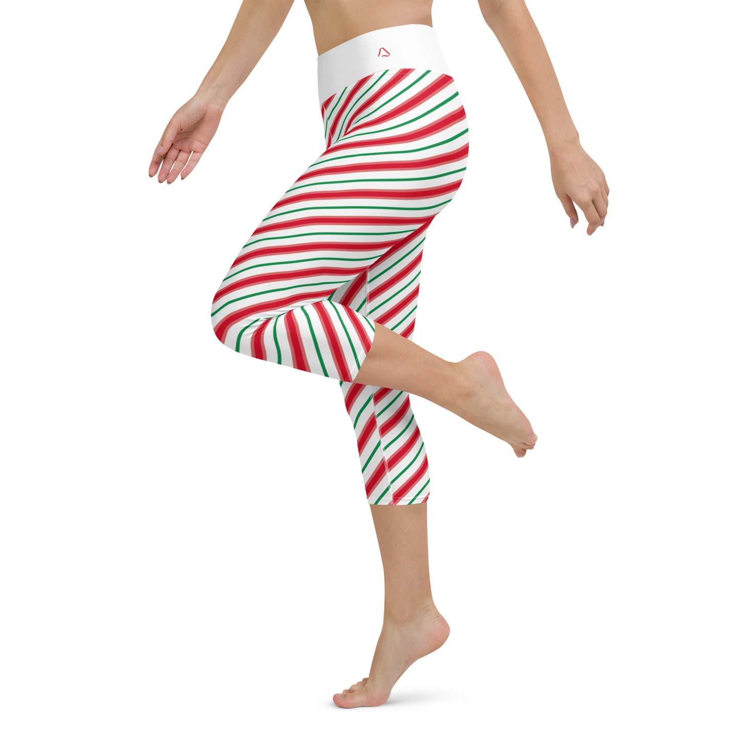 Candy Cane Yoga Capri Leggings