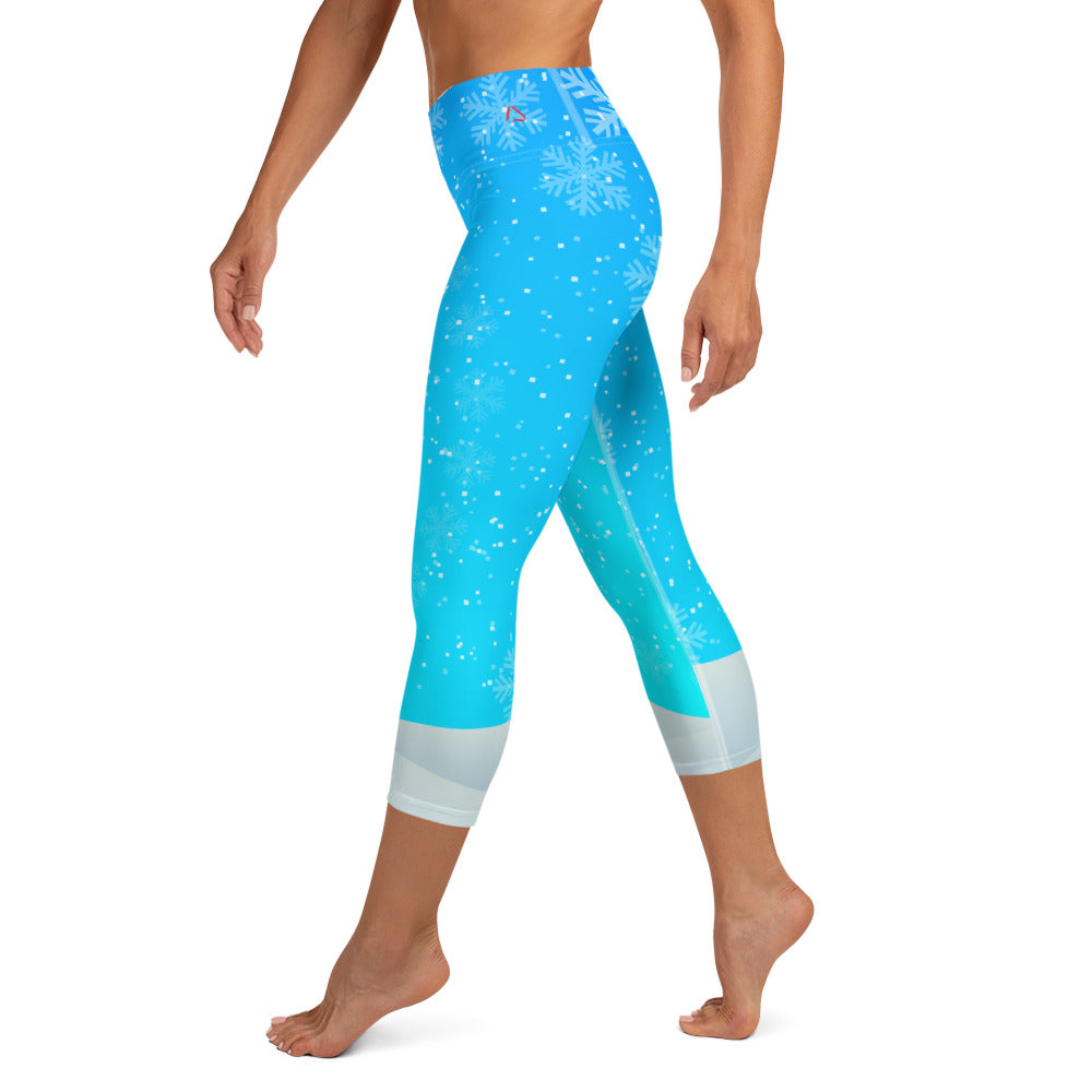 Early Evening Snow Flurry Yoga Capri Leggings