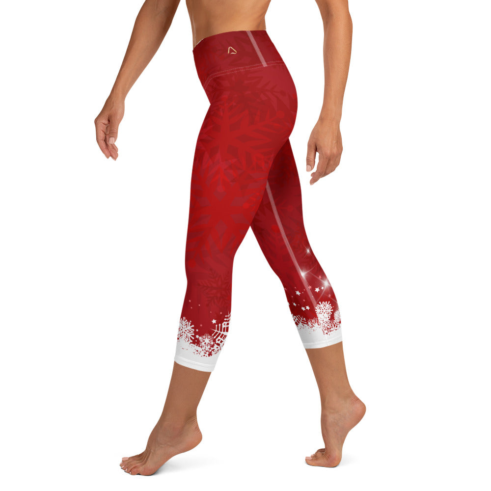 Snow Drift with Ornaments Yoga Capri Leggings