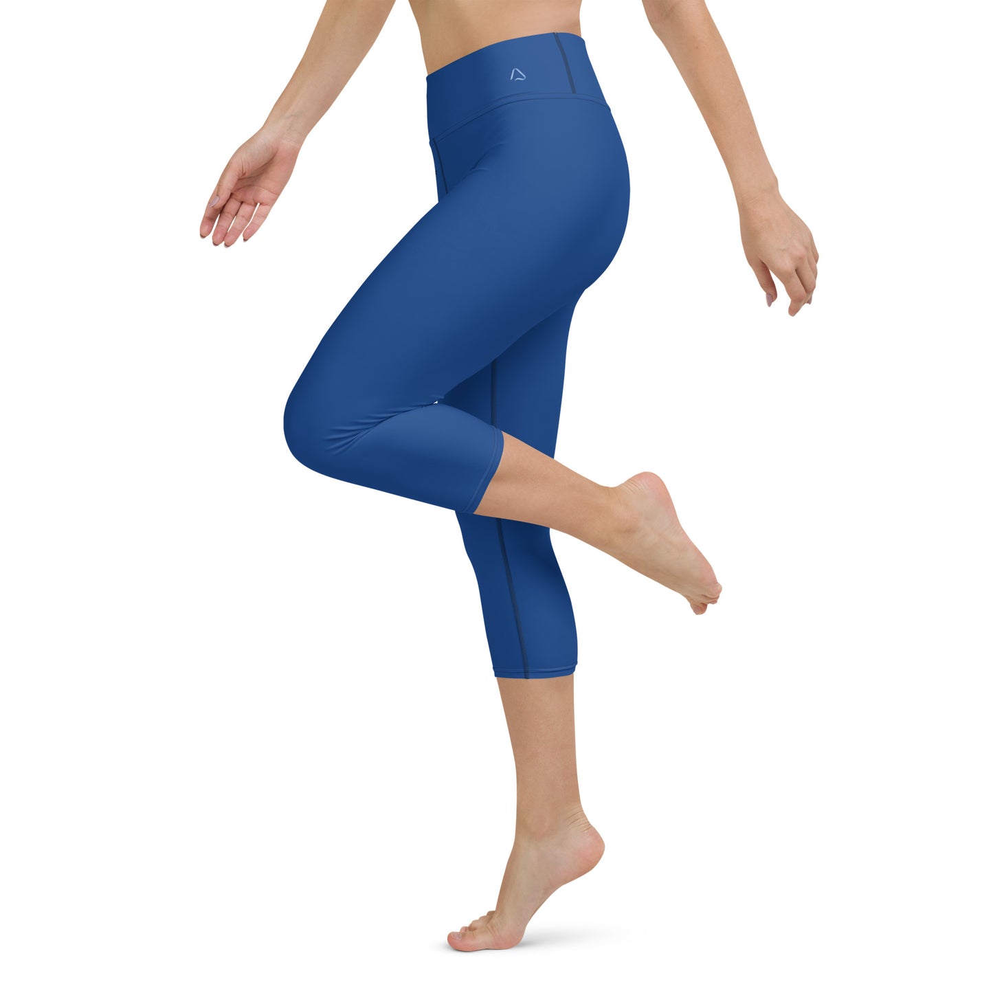 Santa's Sleigh in Blue Yoga Capri Leggings