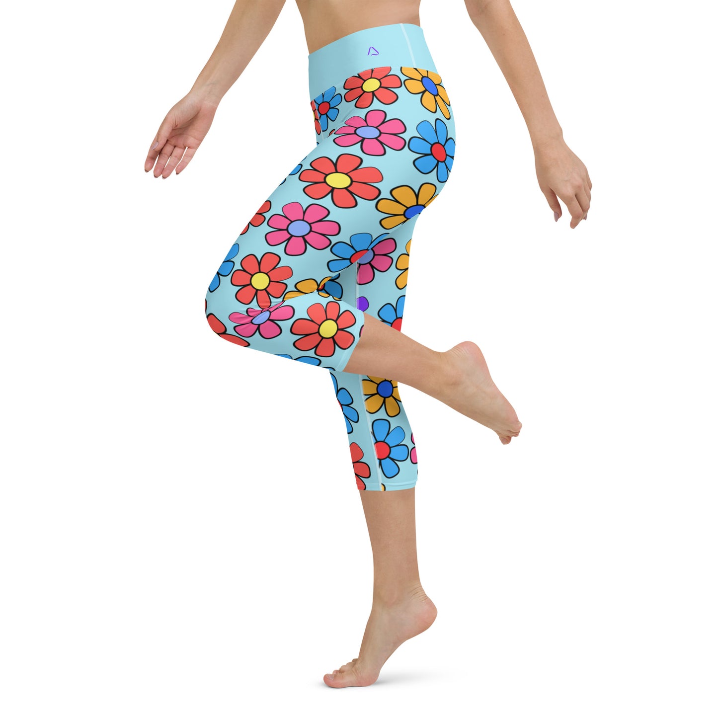 Big Colorful Daisies Yoga Capri Leggings