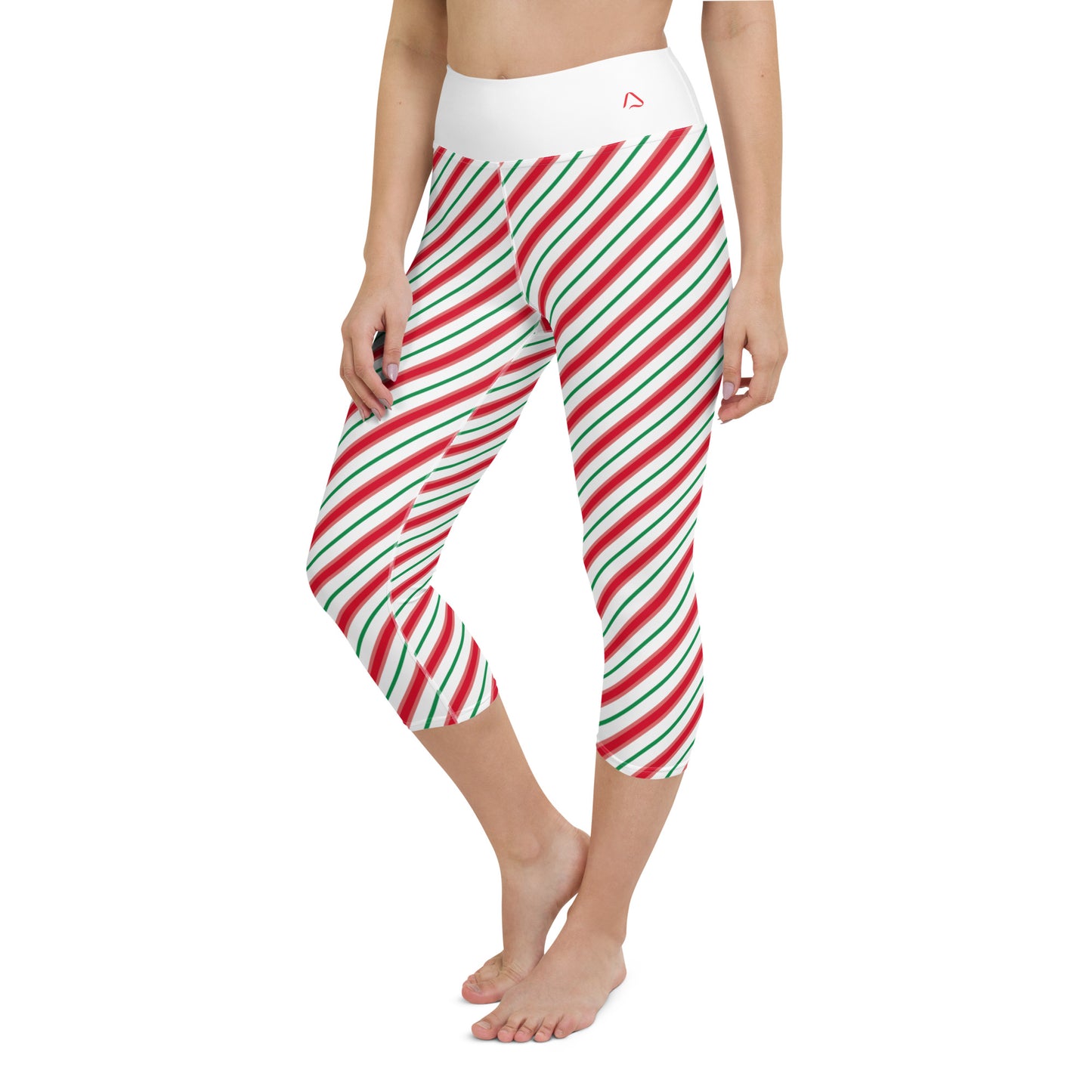 Candy Cane Yoga Capri Leggings