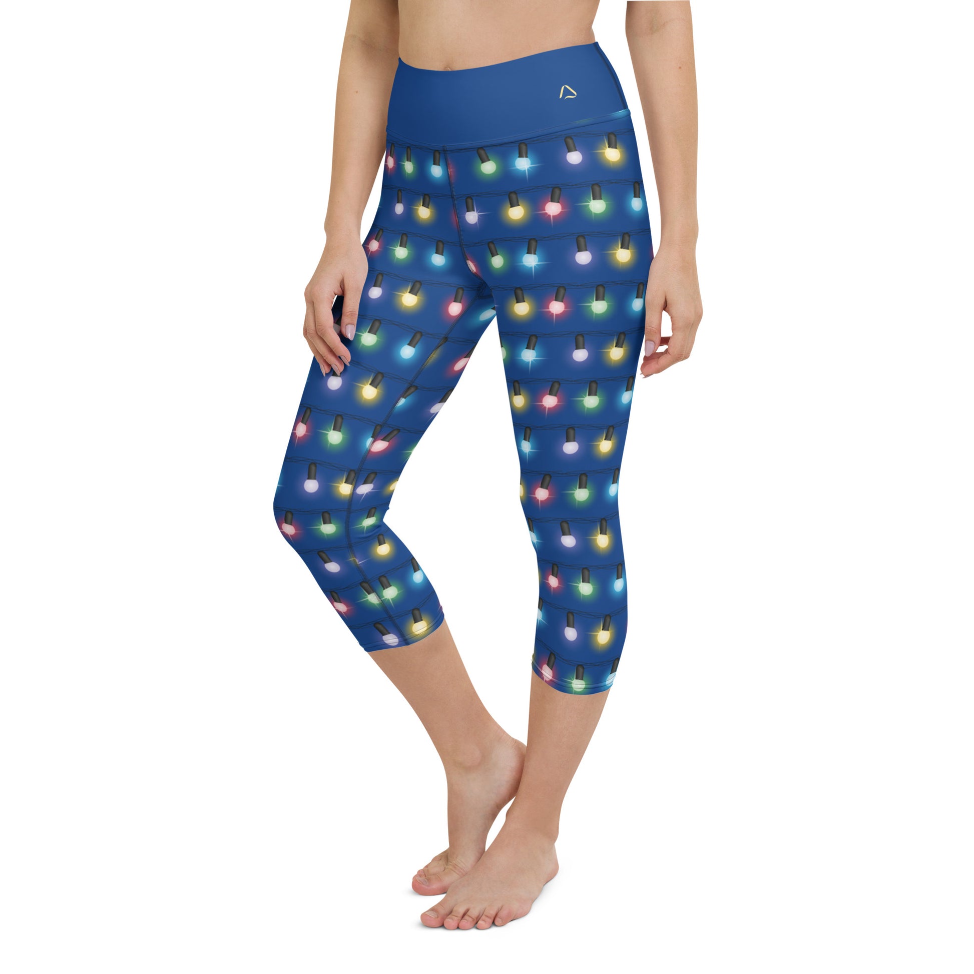 Christmas Lights Yoga Women's Capri Leggings Blue Multi-Colored