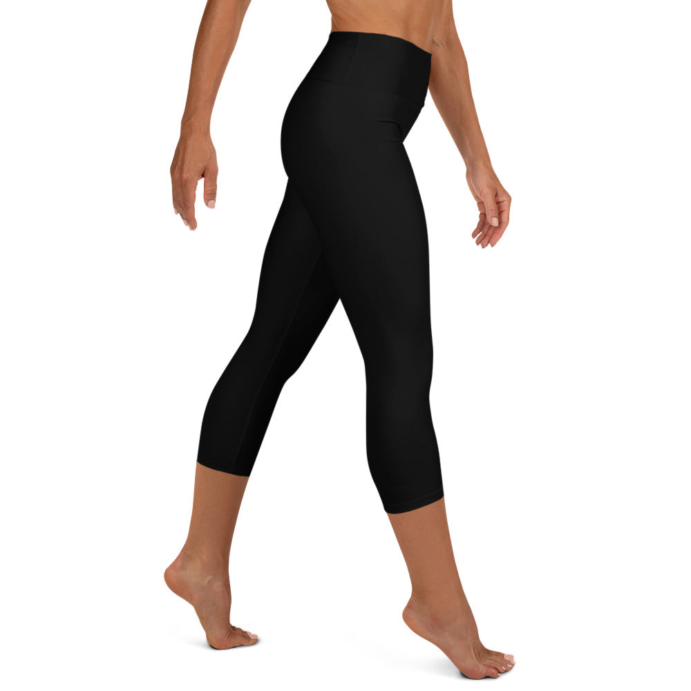 Solid Halloween Black Yoga Capris