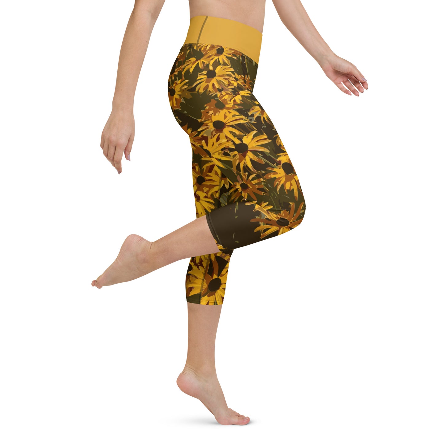 Sunflower Floral Yoga Capris