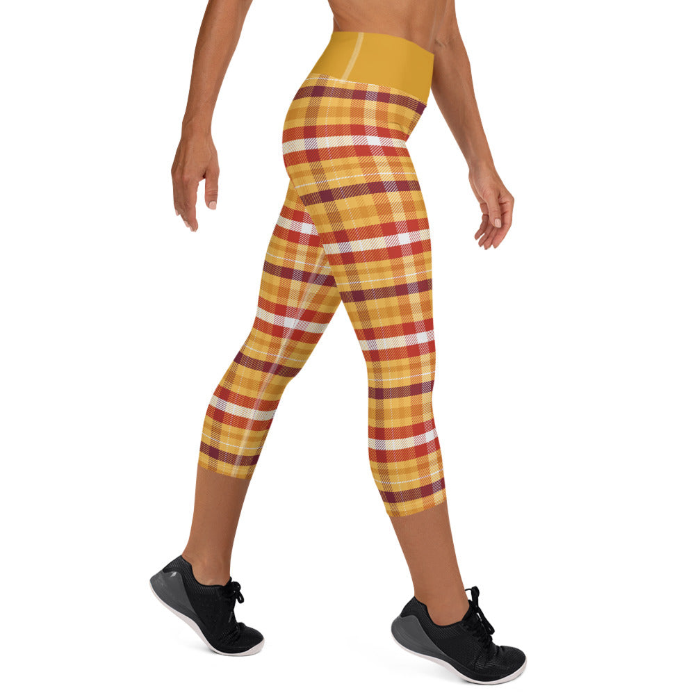 Butterscotch Pudding Plaid Yoga Capris