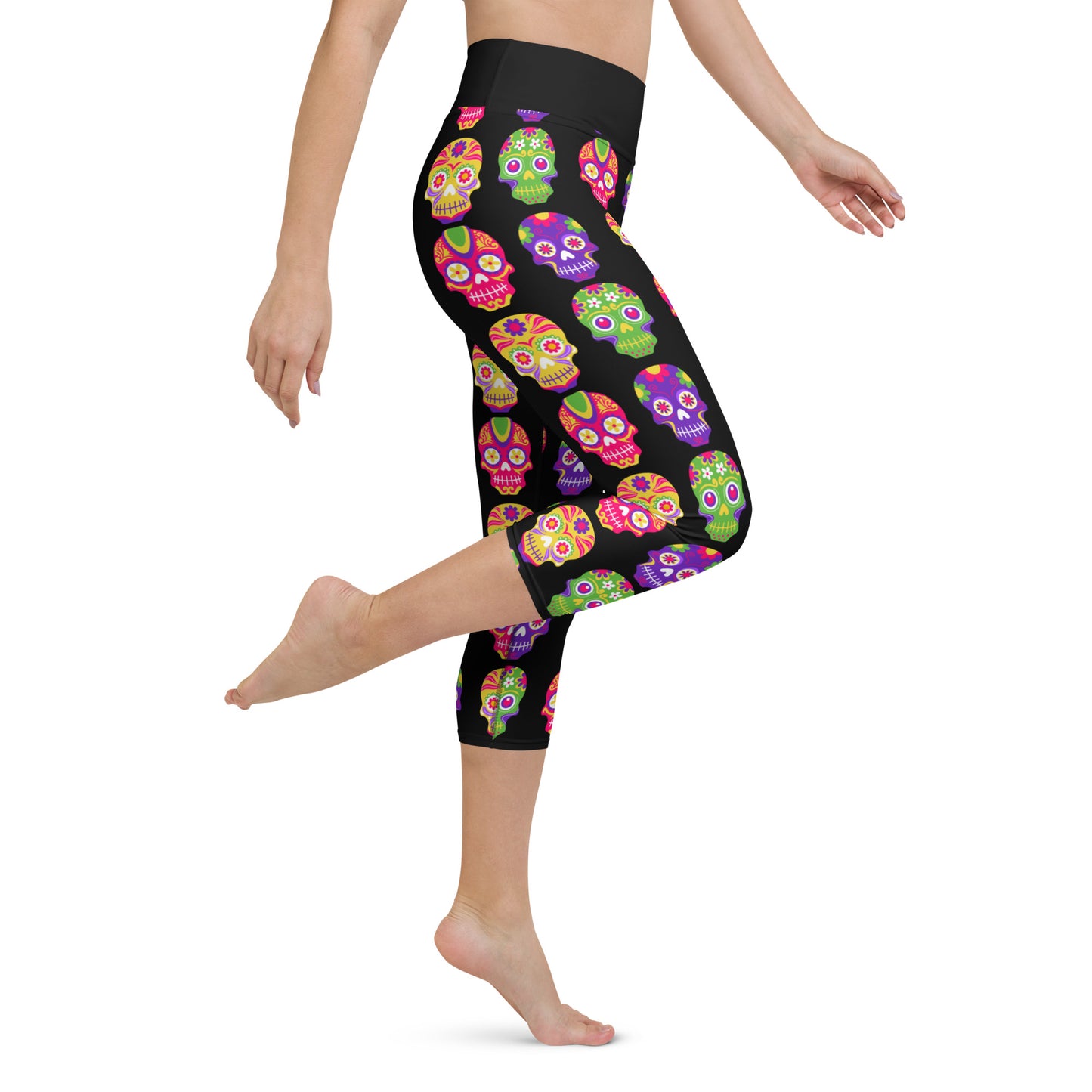 Black in Back Sugar Skulls Yoga Capris