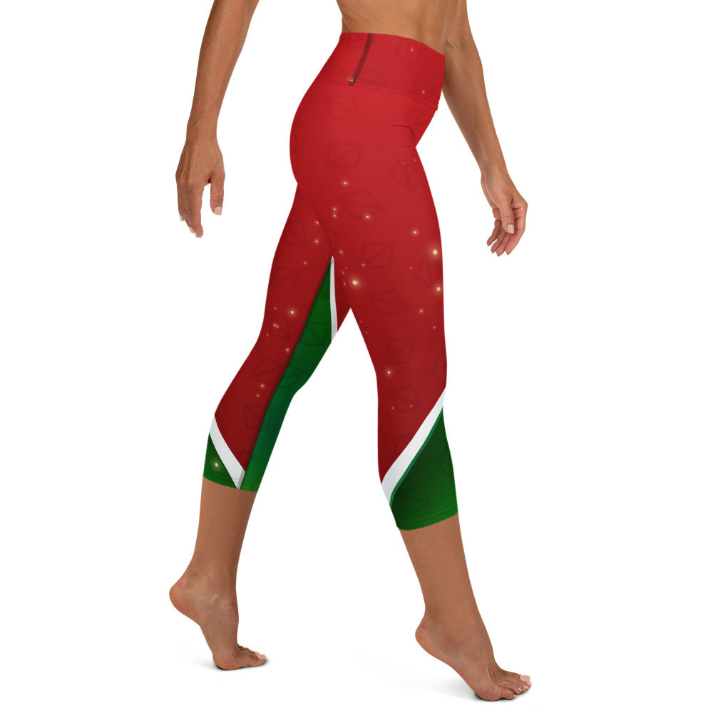 Red Green Triangle Yoga Capri Leggings