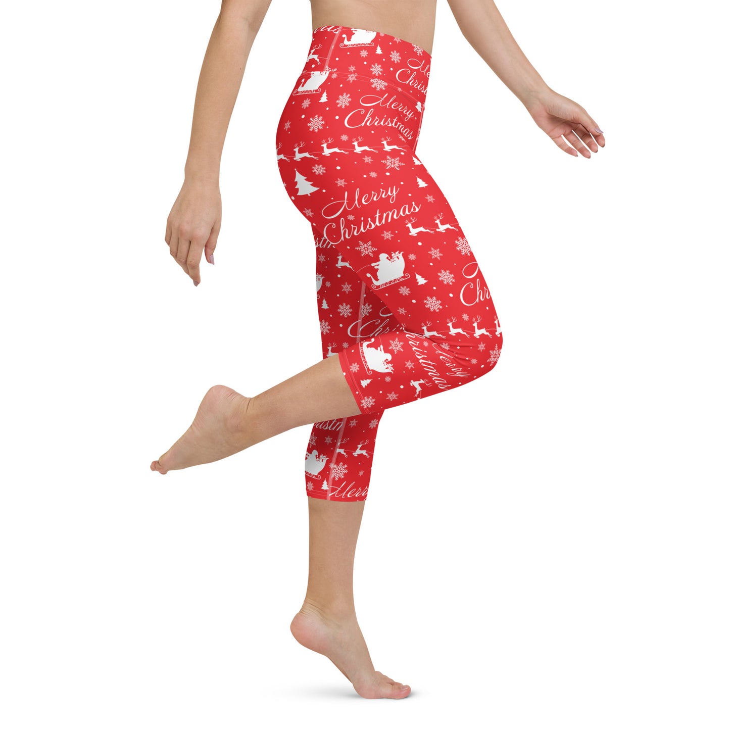 Christmas Wrapping Paper Yoga Capri Leggings