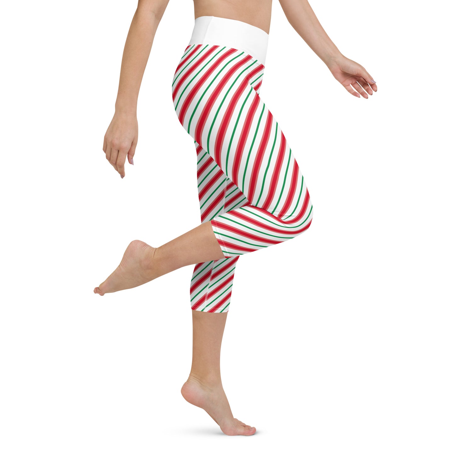 Candy Cane Yoga Capri Leggings