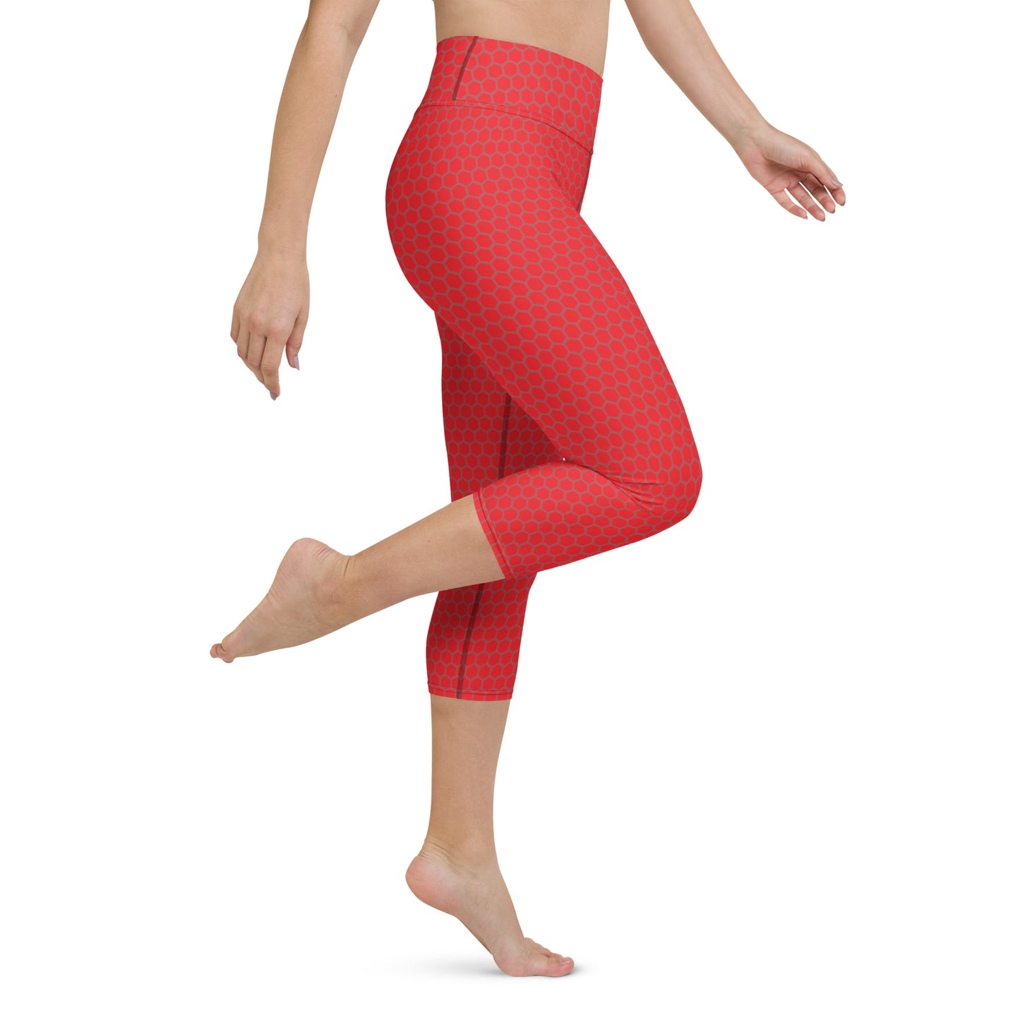 Red Carbon Fiber Yoga Capri Leggings