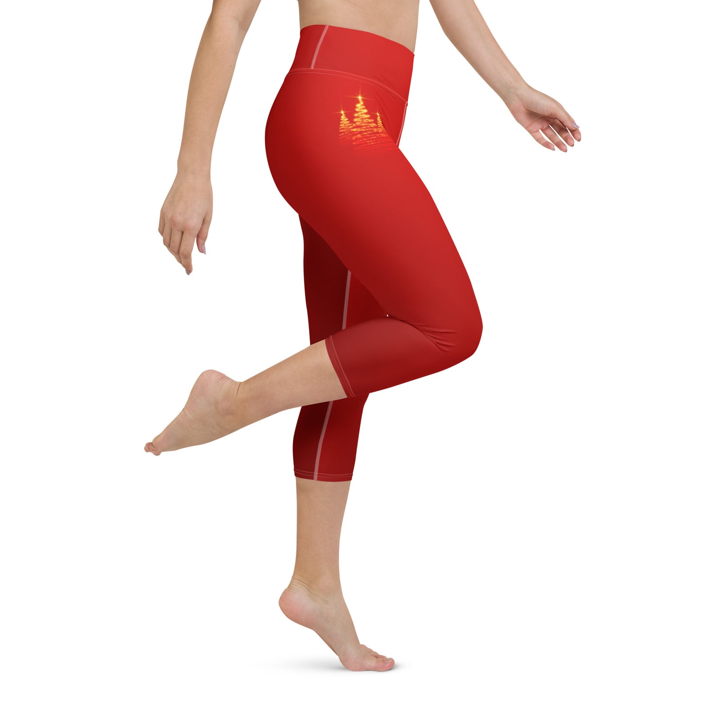 Fiery Christmas Tree Yoga Capri Leggings