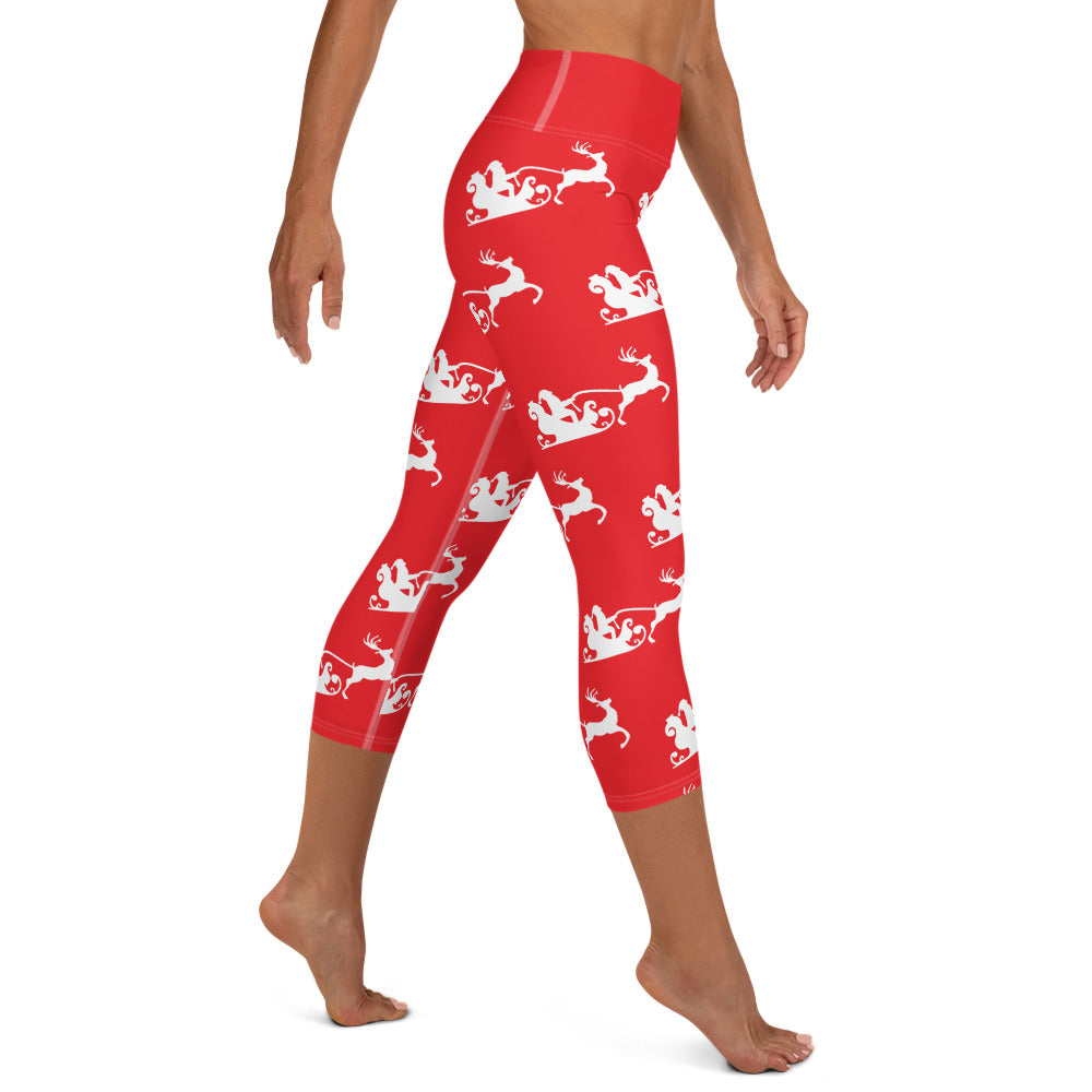 Santa's Sleigh Yoga Capri Leggings