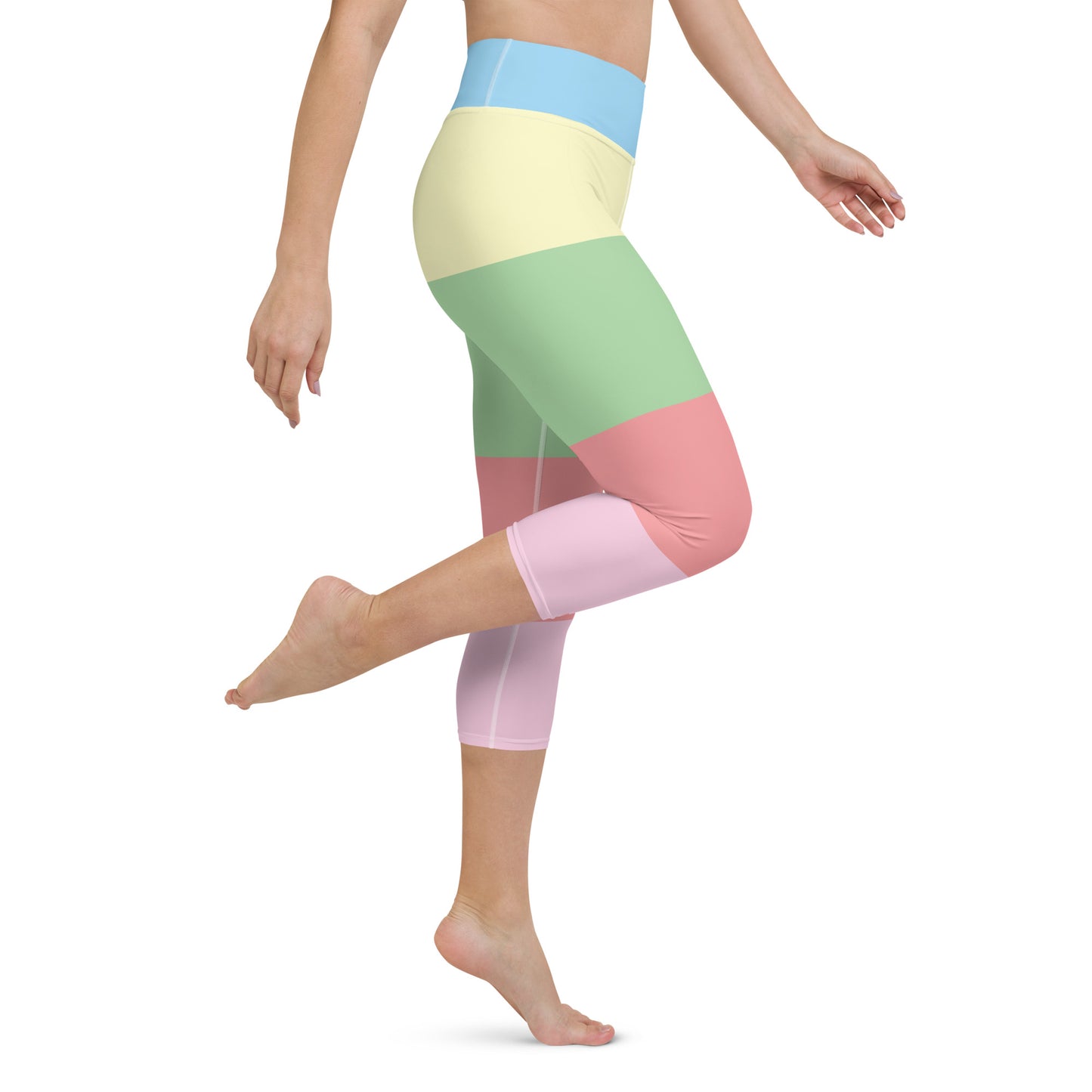 Spring Stripes Yoga Capri Leggings